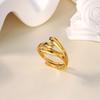 Geometric Heart Multilayer Stainless Steel Ring 18K Gold-plated Anti Fading Open Ring for Women Wedding Jewelry Accessories Gift