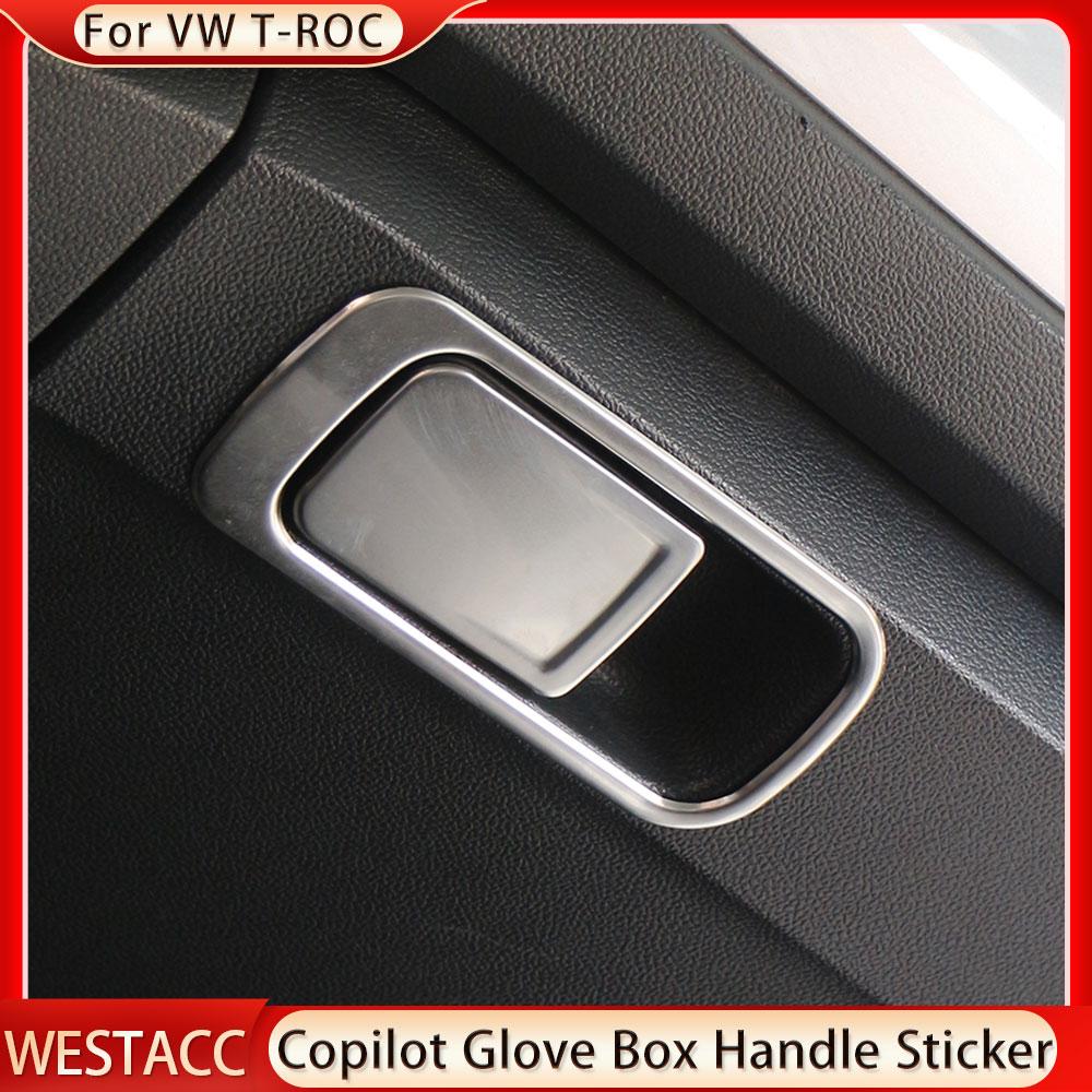 Stainless Steel Car Glove Box Handle Sticker Cover Trim for Volkswagen VW T-ROC Troc 2018    2022