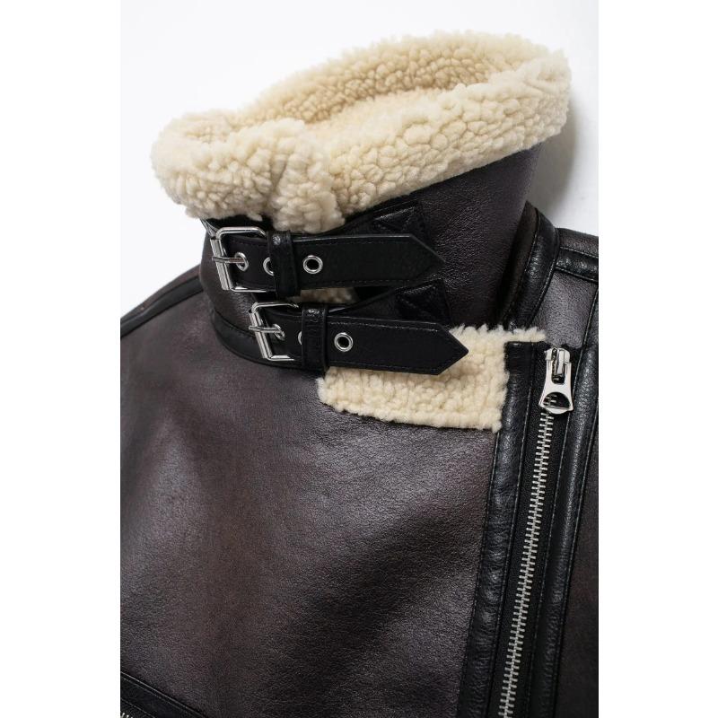 Winter Damen Doppelseitiges Revers Langarm Langer Jackenmantel Fleece-Steppfutter mit Gürtel