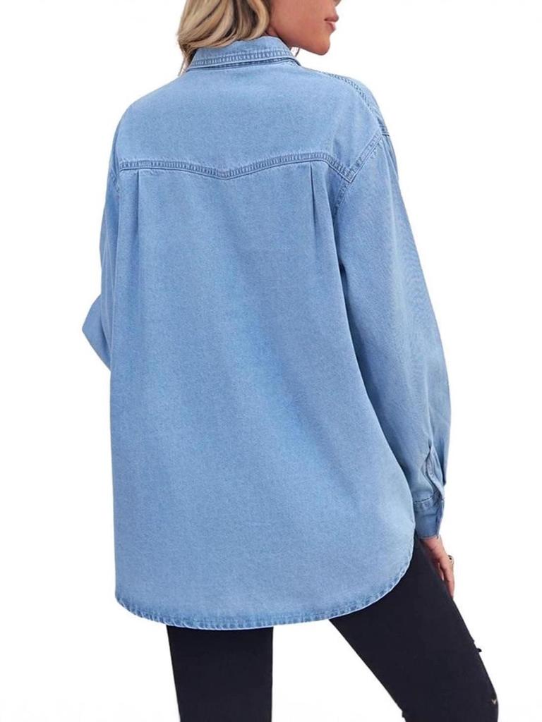 Women's Slimming Denim Jacket: Cross-border Style, Single-breasted, Long-sleeved, Casual Shirt