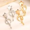 Exaggerated Metal Star Moon Dangle Earrings for Women Ladies Fashion Small Ball Tassel Drop Earrings Party Jewelry Accessories
