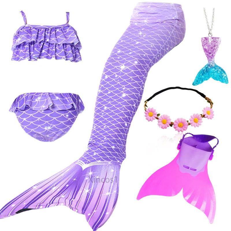 Plavecký ocas mořské panny Dívčí Halloweenský kostým Cosplay Plavky Fantasy Plážové bikiny Lze přidat Monoploutev Fin Dárky k narozeninové oslavě