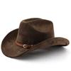 Classic retro belt, western cowboy hat, woolen jazz top hat, men's and women's ethnic style autumn and winter felt hat, big eaves hat