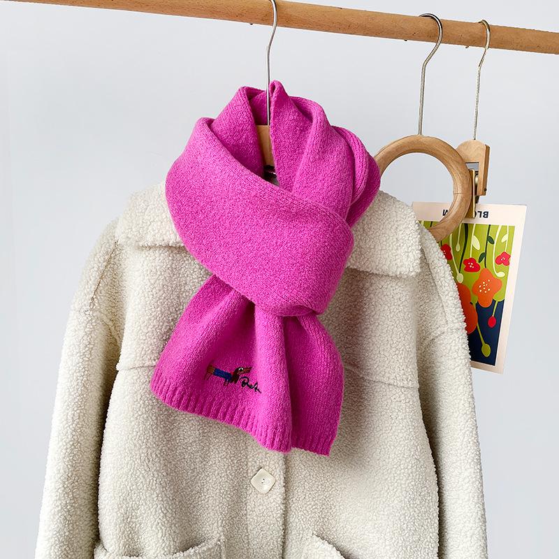 Japanese embroidery puppy beige knitted scarf for women, winter 1116 new warm versatile cycling cashmere scarf for women