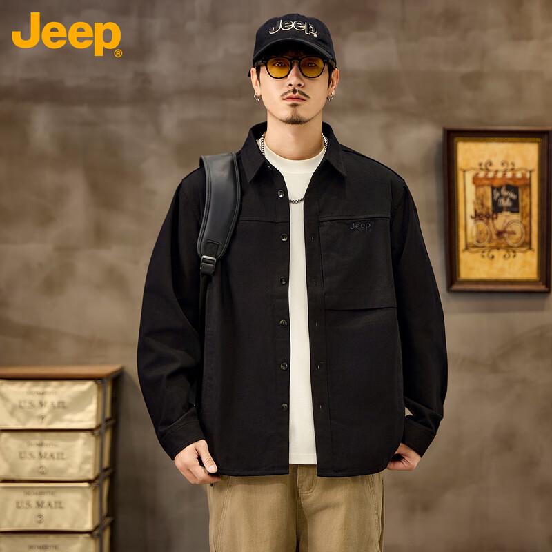 JEEP Unisex Loose Fit Long Sleeve Casual Shirt