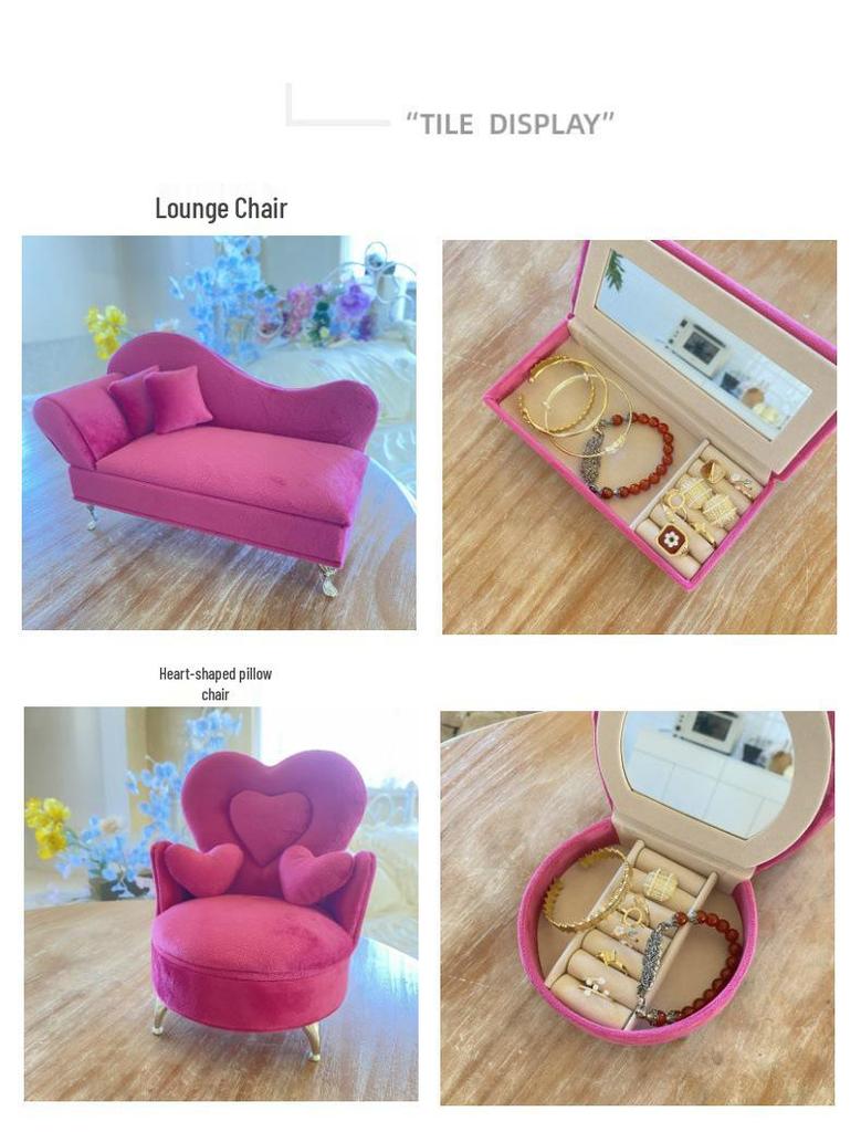 Dutch Velvet Jewelry Box: Sofa-Style Ornament & Ring Storage for 1:12 Dollhouse
