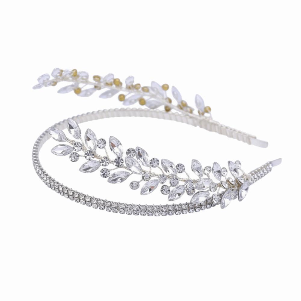Vintage Elegant Minimalist Rhinestones Bride Headband Flower Gold Princess Queen Crown Headwear Shiny Women Headpiece Weddings