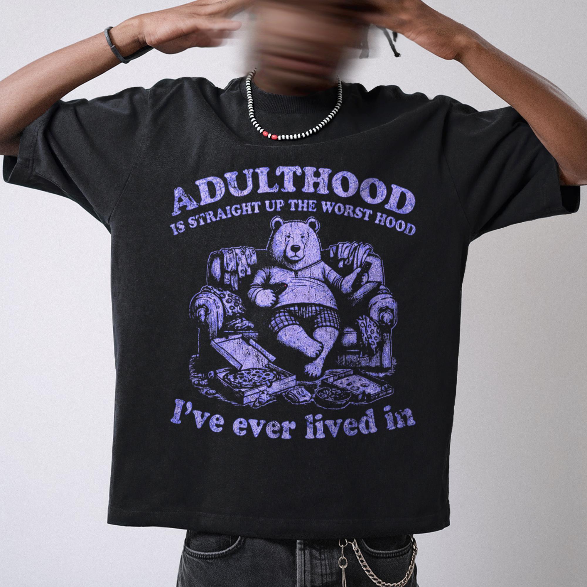 

Adulthood Is The Worst Hood Vintage T Shirt Retro 90s Car Raccoon Shirt Trash Panda JDM Tee Funny Adult Graphic T Shirt S