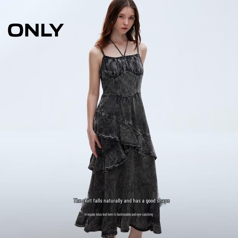 ONLY Halter Strap Slim Denim Maxi Dress