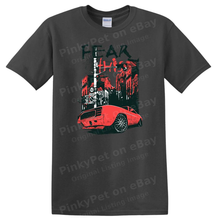 Red Sports Car Urban Scene T Shirt Graphic Vintage Cool Tee Design Art
