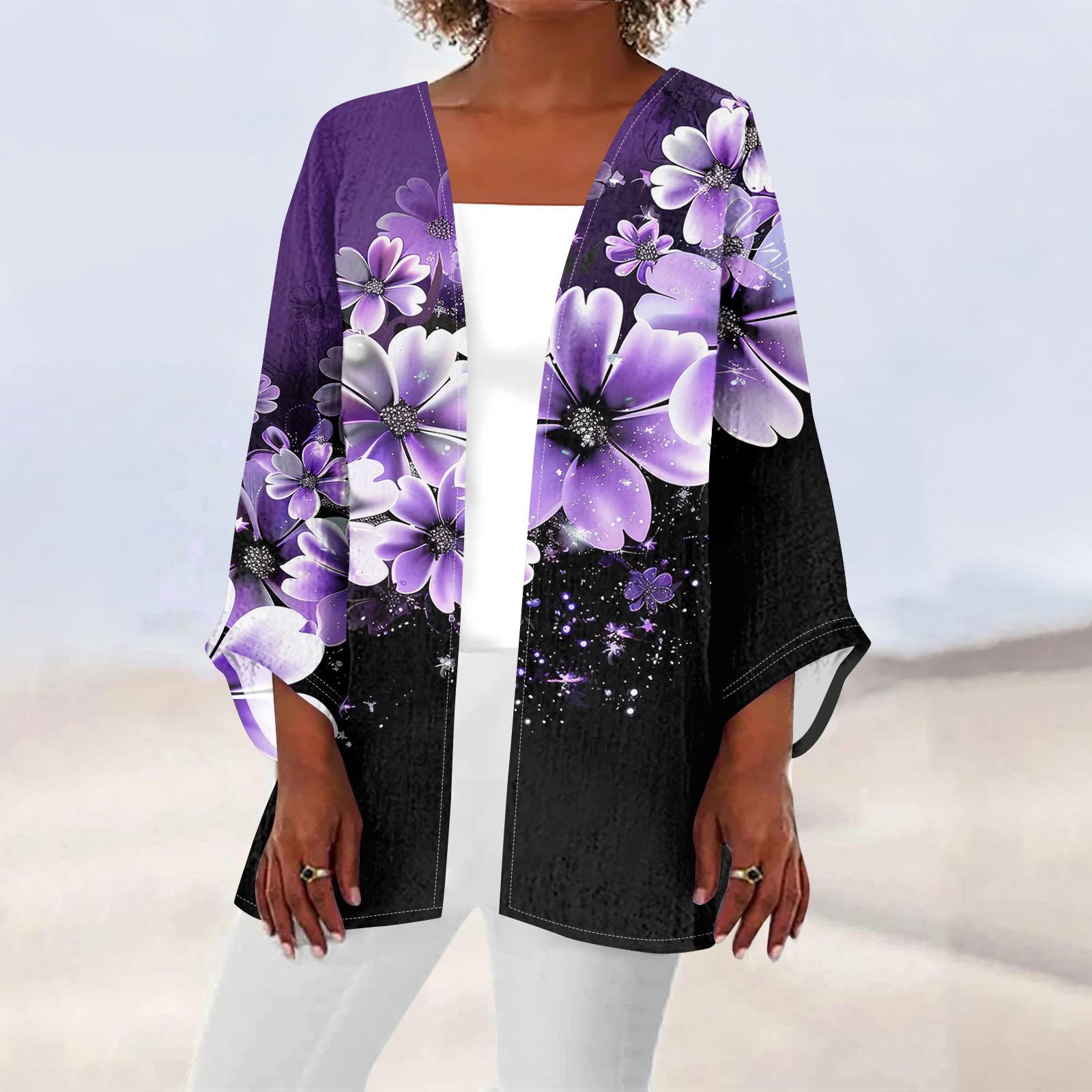 

Женская повседневная модная легкая куртка средней длины с принтом Caot в стиле ретро, ​​кардиган L чёрный