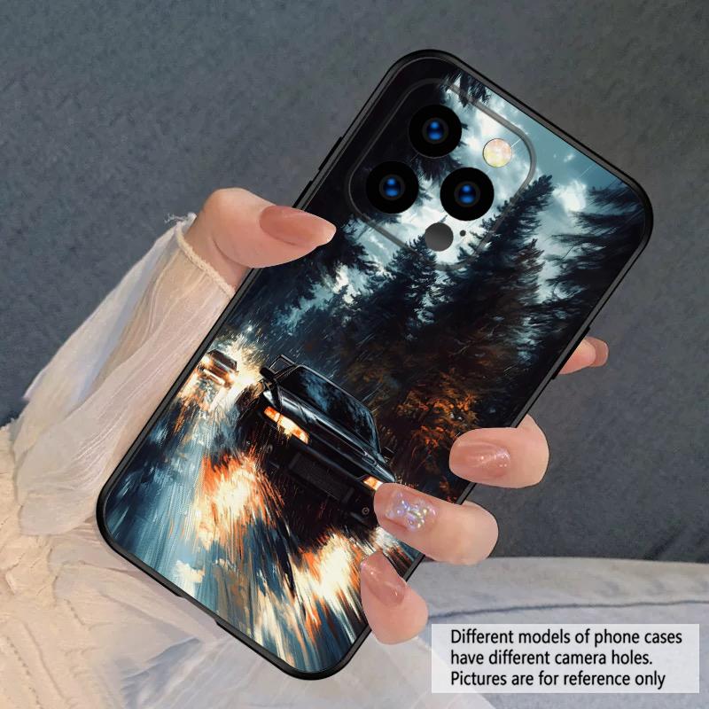 

A car in the rain For iPhone 16 E 15 P ro 14 13 Plus 12 mini 11 Pro Max XR Xs M ax X 7 8 6 6S 2022 16E silicone soft phone case iPhone 13 mini