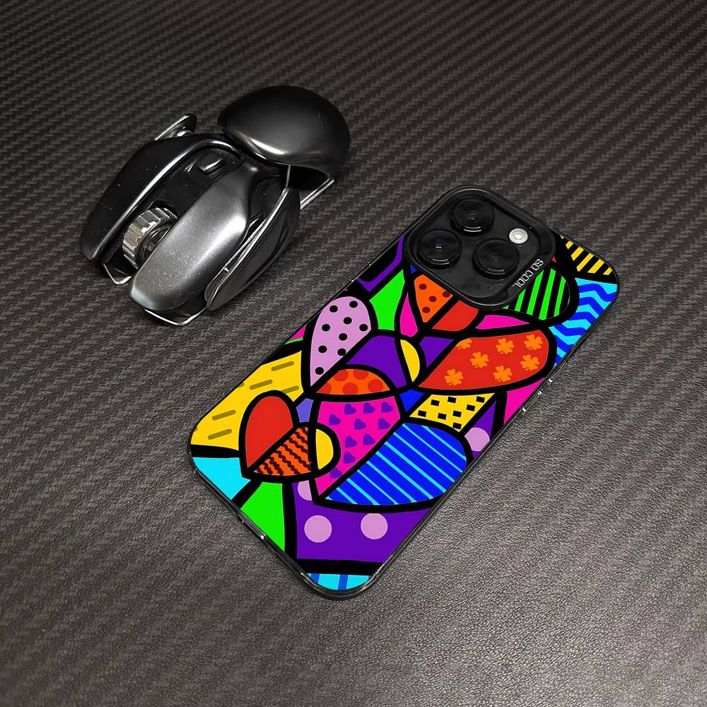 

Art R-Romero Britto Phone Cases For IPhone 17 16 15 14 13 12 11 Plus Pro Max Pro Color Matte Cover iPhone 15 plus