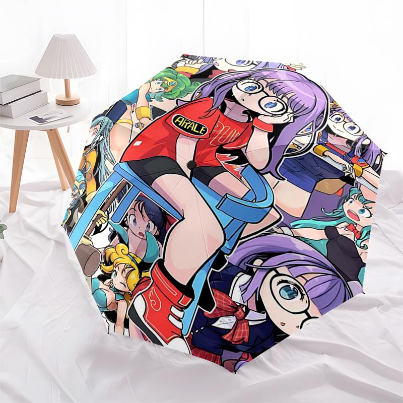 1pc Outdoor Umbrella with Arale and Anime Characters - Automatic Opening/Closing, Portable 3-Fold Design, 8-Rib Iron Frame - Perfect Gift for Fan