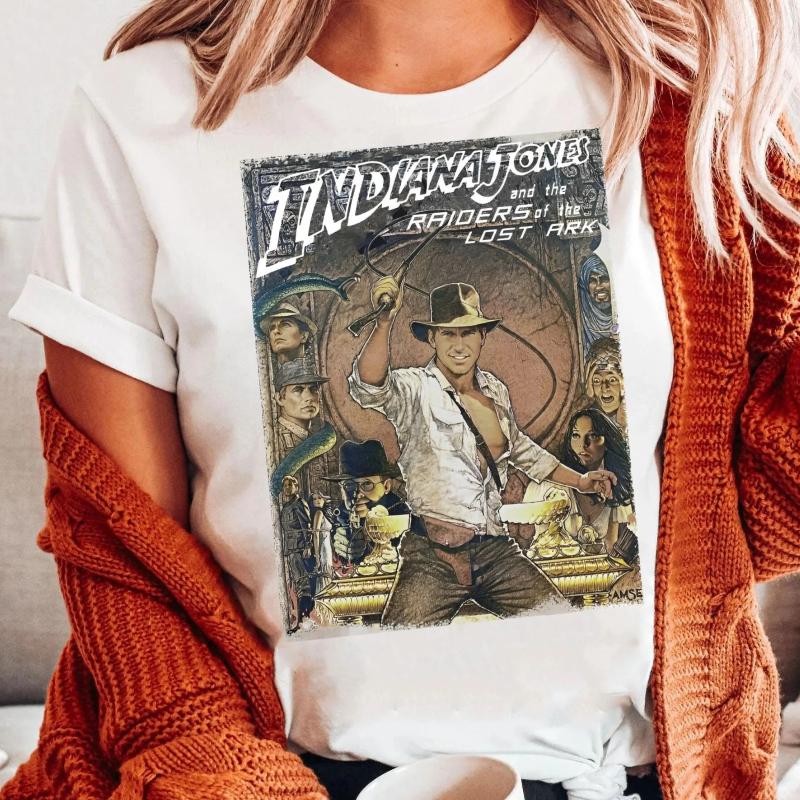 

2026 New Vintage Indiana Jones Adventure Disneyland 1995 Sport TShirt Womens Short Sleeve Relaxed Comfort Plus Size Top S