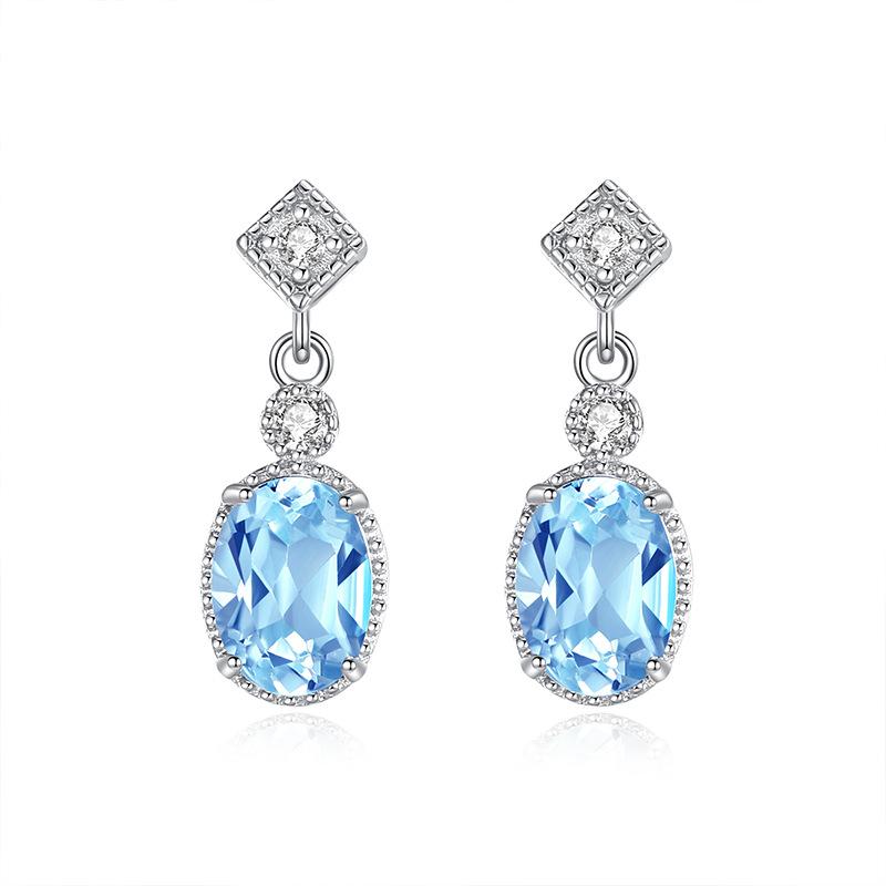 Natural crystal stone earrings premium garnet topaz s925 sterling silver stud earrings women
