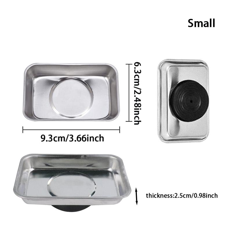 Stainless Steel Magnetic Tool Tray Set, 3 Sizes Heavy Duty Tool Organizer Trays, Magnetic Parts Holder for Screws, Nuts
