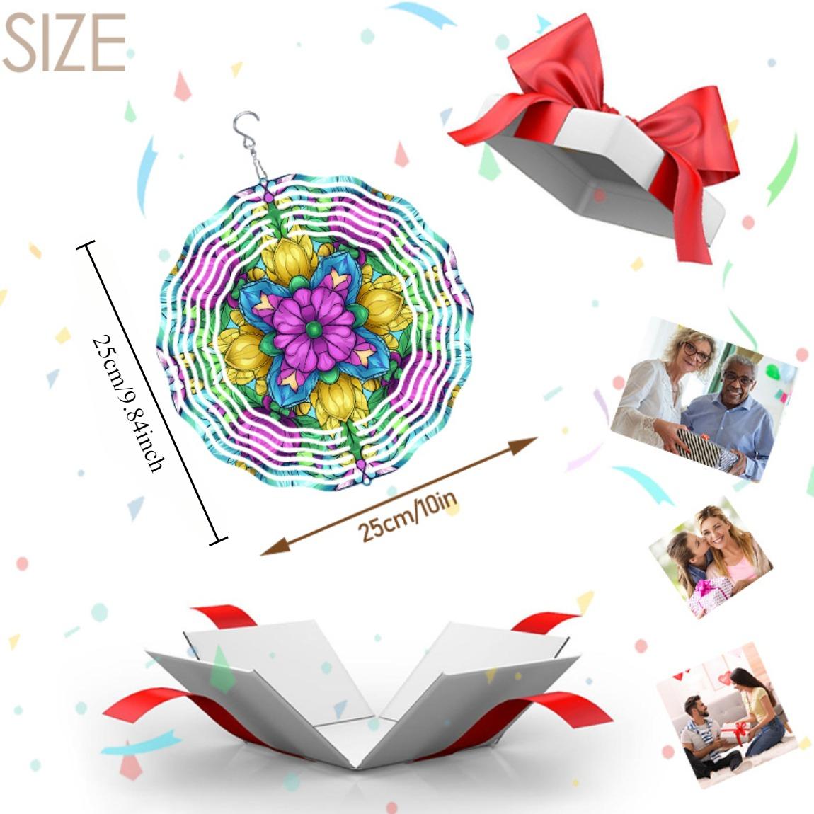 

Красочный флюгер с узором из пальмовых листьев – Подвесной металлический колокольчик для декора сада, двора или патио – Вращающийся отпугиватель птиц и декоративная подвеска 01A