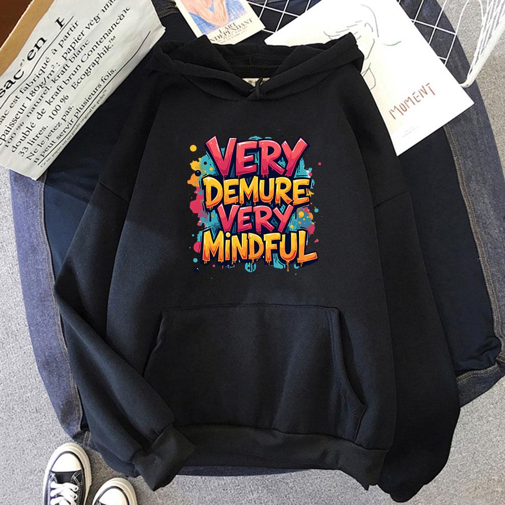 Very Demure Very Mindful Hoodies for Men Fashion Print Sweatshirts with Hooded Y2k Top Women Clothes Long Sleeved