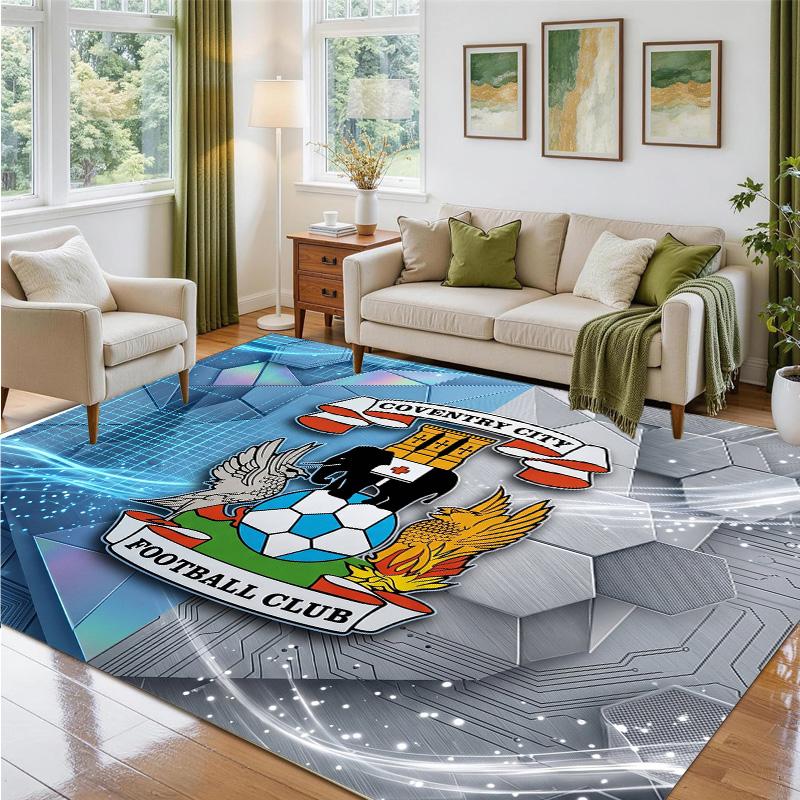 Coventry City Football Design Crystal Velvet Rug Soft Decorative Mat for Bedroom Entrance