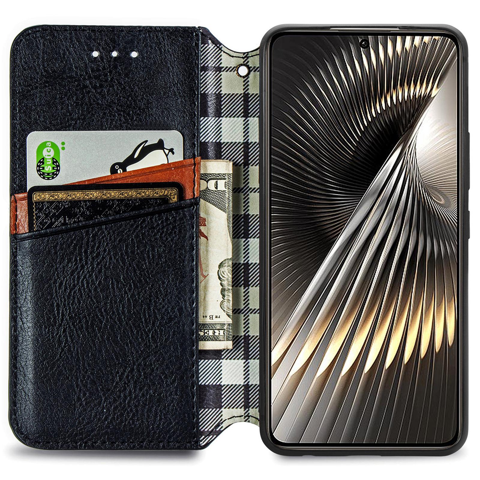 

For Xiaomi Redmi Turbo 3 5G/Poco F6 5G PU Leather Case Rhombus Imprint Wallet Stand Phone Cover Black