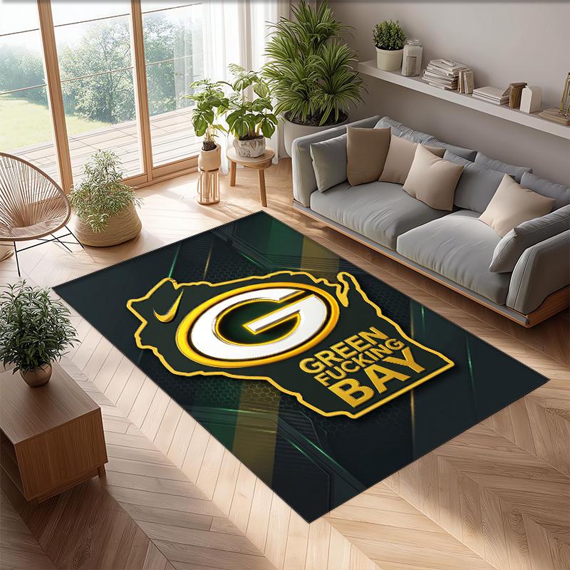 Tappeto in Velluto di Cristallo Green Bay Packers Morbido Anti?Tappetino Antiscivolo Comodo per Casa Soggiorno Camera da Letto Tappeto Decorativo