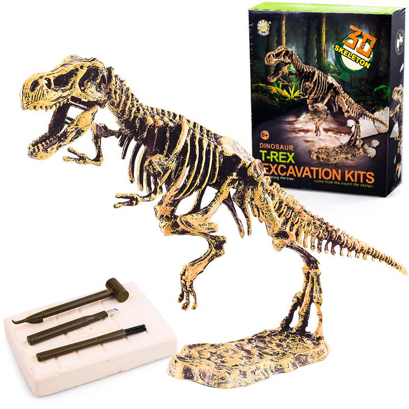 DIY Dinosaur Fossil Excavation Toy: Tyrannosaurus & Triceratops Skeleton Models for Kids