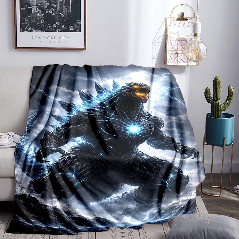 Godzi-lla Destruction Throws Blanket Flannel Blankets Plush for Couch Bed Gifts for Men Women Travel picnic blanket Christmas fan gifts