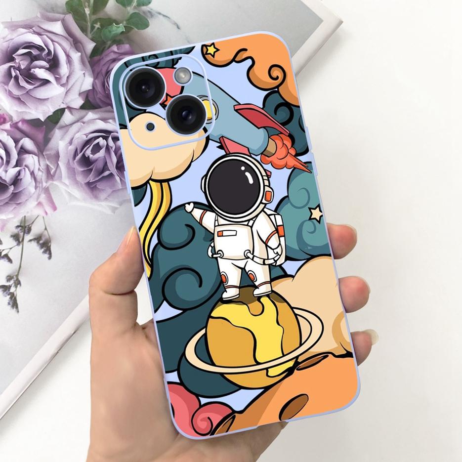 For Apple iPhone 15 Case Stylish Moon Spaceman Cartoon Cover Soft Silicone Phone Case For iPhone 15 Pro Max iPhone15 Plus Bumper