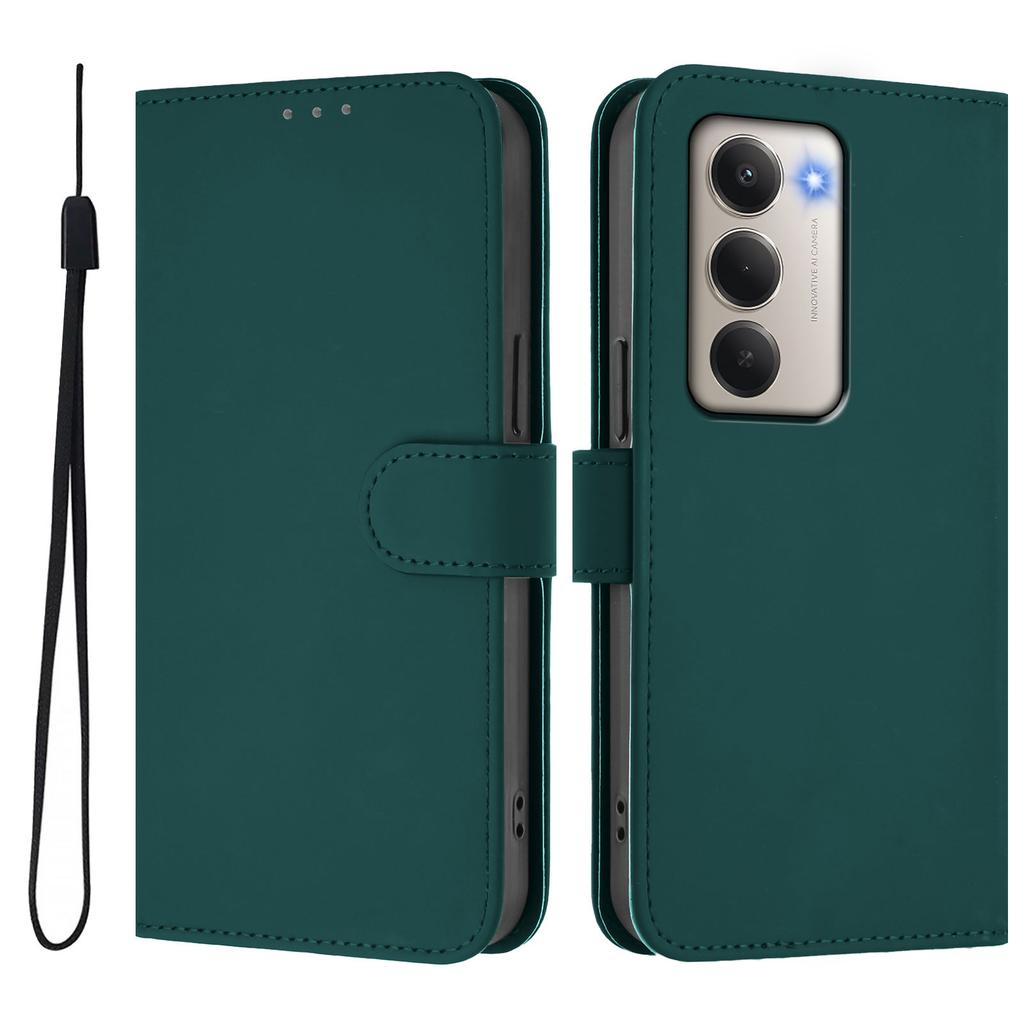 For Xiaomi Redmi 15 5G Case Solid Color Wallet Leather Phone Cover with Strap