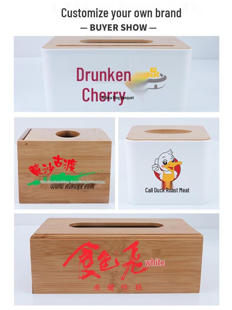 Custom Printed Wooden Napkin and Tissue Box for Restaurants and Hotels