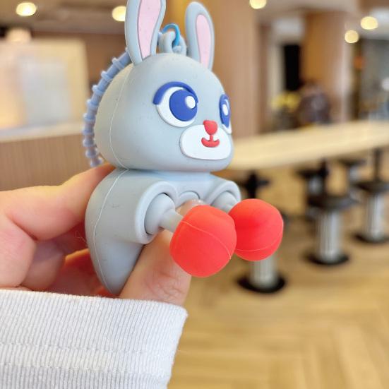Keychain Pendant Cartoon Bear Panda Shape Stress Relief Fidget Pendant with Bead Chain Lanyard Keys Bags Decompression Toy