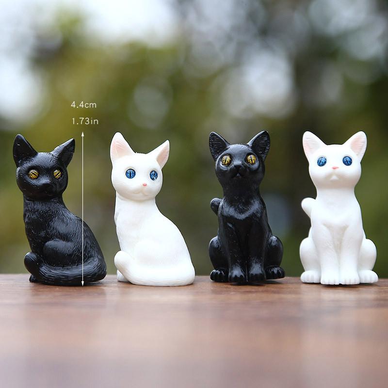 Cute Animal Pvc Model Black White Cat Sitting Static Decor Gift For Animal Lovers And Collectors