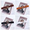 Decoration Geometric Women Waistband Gold Round Buckle Belt Female Waist Strap Elastic Waist Belt