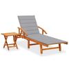 Garden Lounge Chair with Table and Cushion Acacia Wood