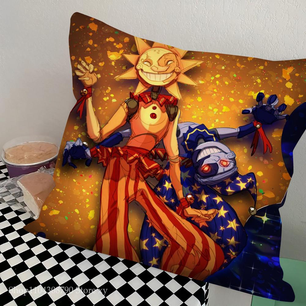 Sundrop And Moondrop Fnaf Pillow Case Square Pillow Bedroom Sofa Leisure Comfort Cushion Car Living Room Home Decoration