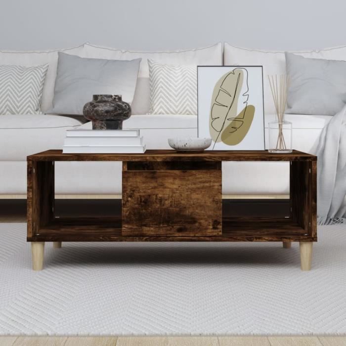 821065 vidaXL Coffee Table Smoked Oak 90x50x36.5 Cm Engineered Wood