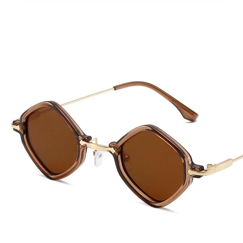 Unpolarisiert Neue Vintage Rhombus Punk Hip Hop Sonnenbrille Damen Koreanisch Quadratisch Kleiner Rahmen Metall Klein Persönlichkeit Verlauf Sonnenbrille Shades