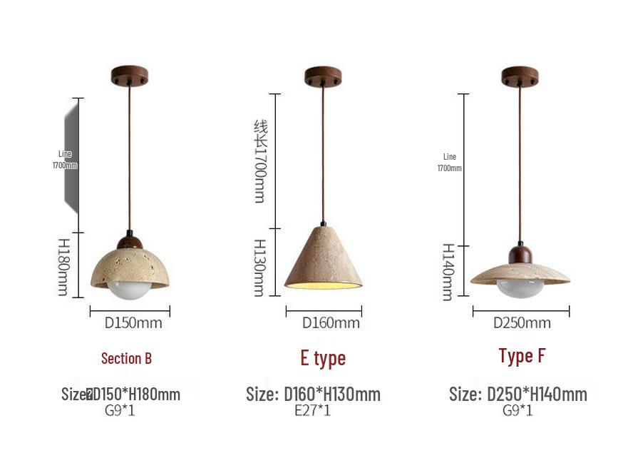 Yellow Travertine Stone Pendant Lamp: Japanese Wabi-Sabi Style for Bedroom or Restaurant