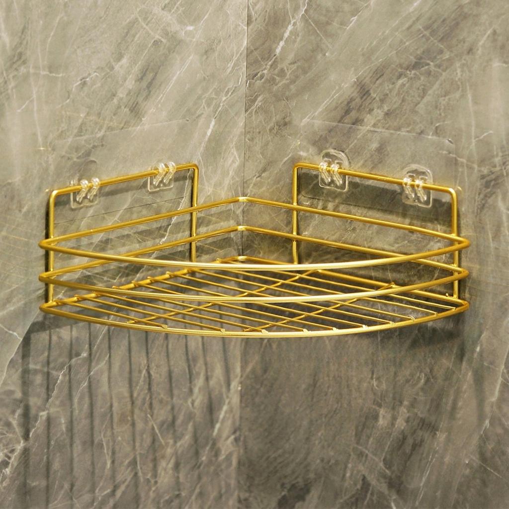 1 STuks Gouden Hoek Douche Rek, Installatie Zonder Boren Beschadigt De Muur Niet, Grote Capaciteit Opslag van Flessen en Blikjes