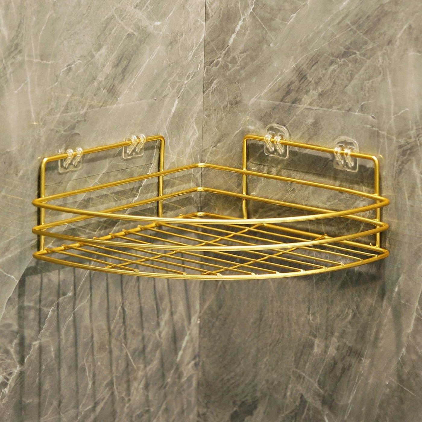 

1PC Golden Corner Shower Rack, Nail-free Installation Does Not Damage The Wall, Large-capacity Storage of Bottles and Cans