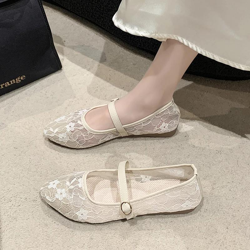 Fashion 2024 New Women Flats Shoes Summer Ballet Flats Fashion Bow Women Shoes Slip On Sweet Hollow Flat Shoes Female Zapatos De Mujer