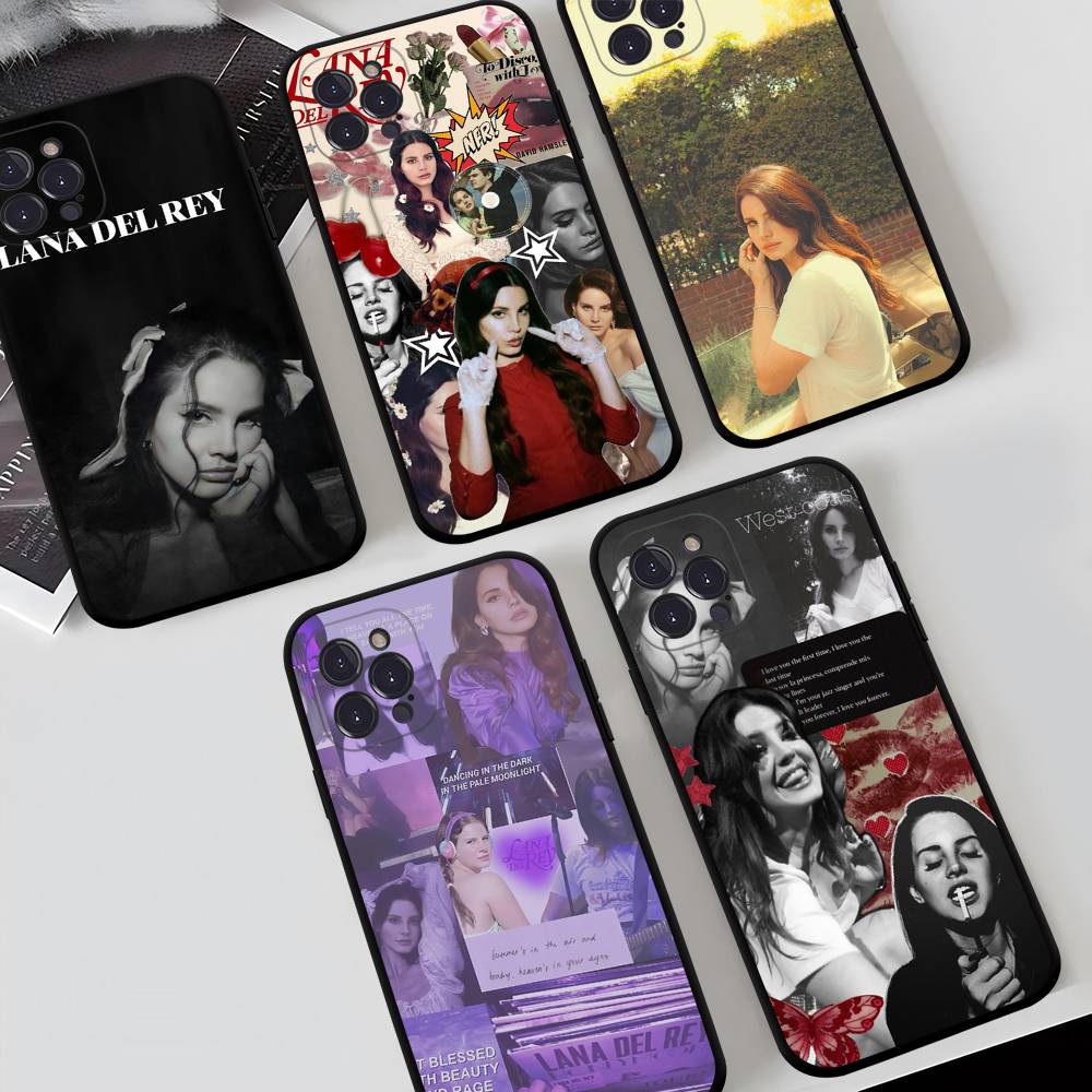 L-Lana Del Rey Singer Silicone Anime Black Case For Iphone 17 Air 16 15 14 13 12 11 Pro Max Plus Basic