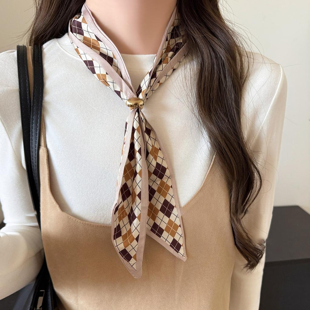 Ethnic style fabric cashew flower rhombus love round silk scarf necklace retro collarbone chain niche neck chain