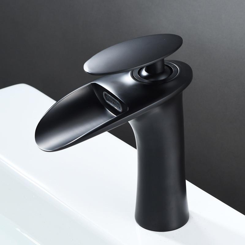 Tuqiu Bathroom Faucet Brass Gold White Bathroom Basin Faucet Cold Hot Waterfall Mixer Sink Tap Deck Mounted Black White Tap