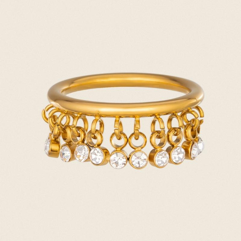 Fringe Finger Ring for Women with Clear Stone Detail, Statement Jewelry for Parties, Date Nights and Gift Giving
