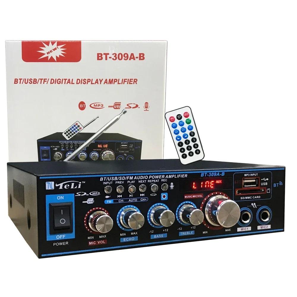 BT-309A-B Mini Audio Amplifier 35Wx2/Bluetooth USB SD FM AUX Mic Input with Echo/DC12V/AC220V Power Amp