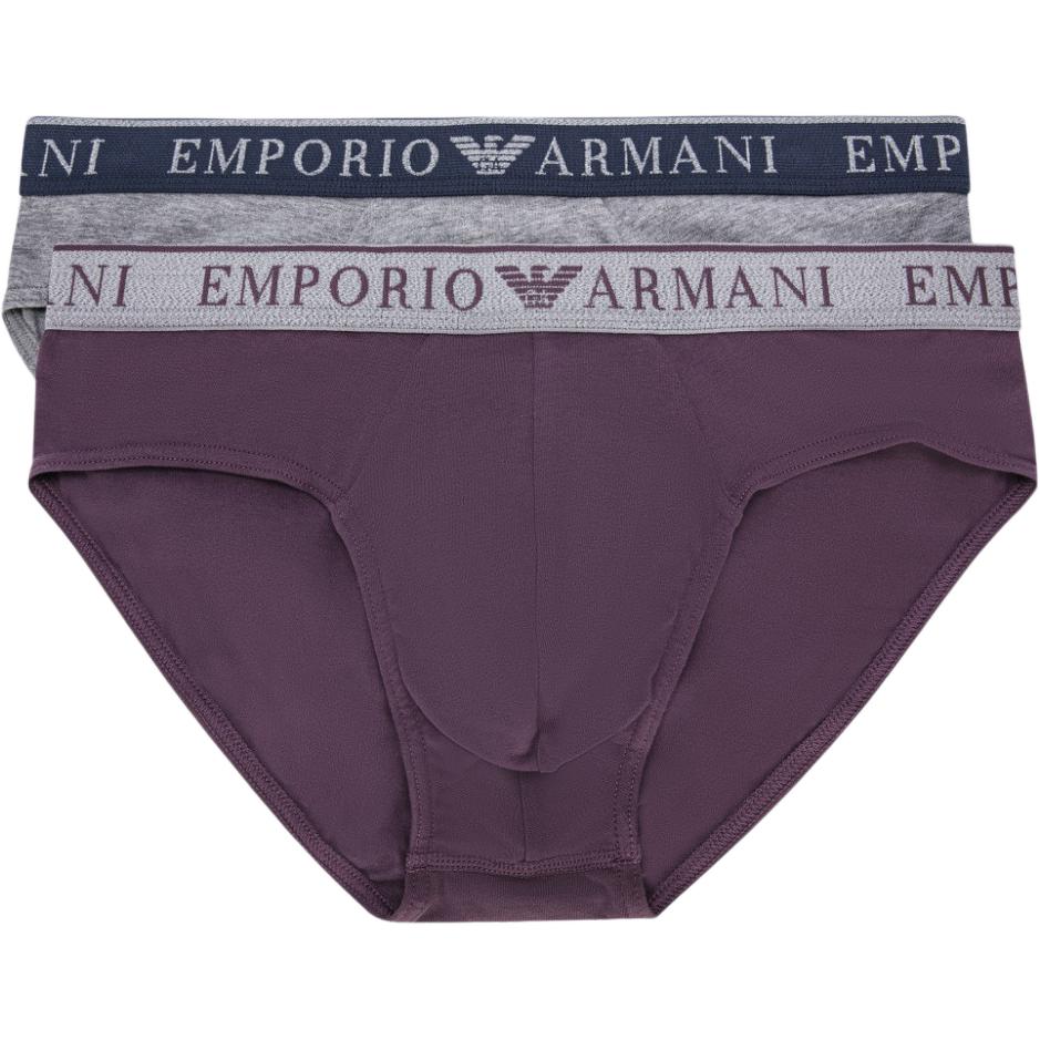 Emporio Armani FW24 Logo Letter Print Triangle Underwear 2-Pack Men underwear Gray Purple 111733-4F720-15449 S