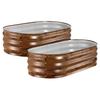 2 Pack Galvanized Raised Garden Beds, 1200 X 600 X 300 Mm, Oval Metal Planter Boxes Kit Outdoor, Bottomless Garden Box with Gloves, Alu-Zinc, for
