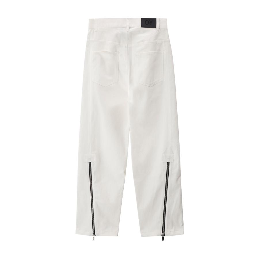 OHY Double Zipper Line Pants - White